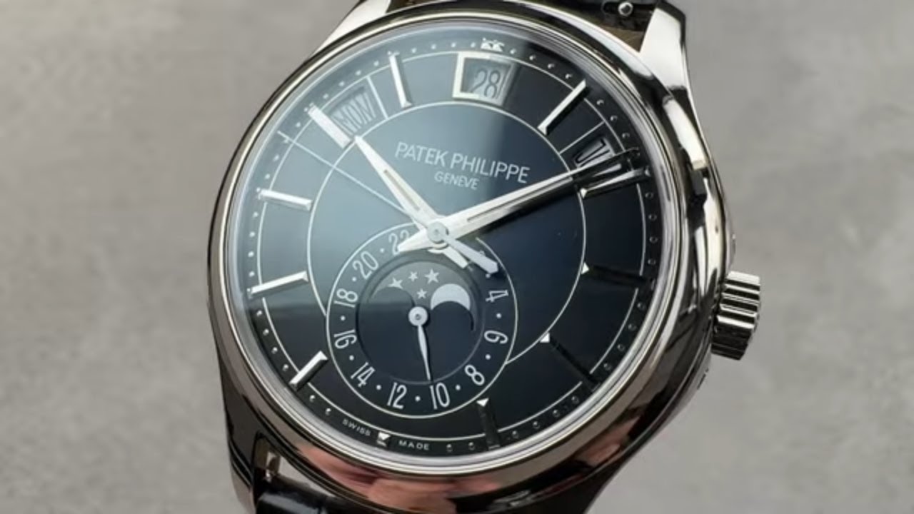Обзор часов Patek Philippe 5205G Annual Calendar Moonphase 5205G-013 — 40 мм, белое золото, синий...