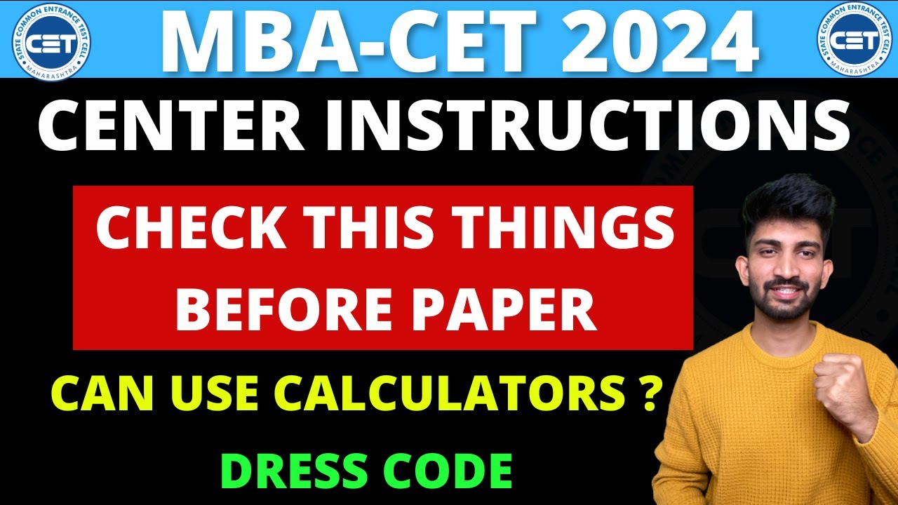 MBA CET Things to Check Before Paper | Mba Cet Center Instructions and Dress Code