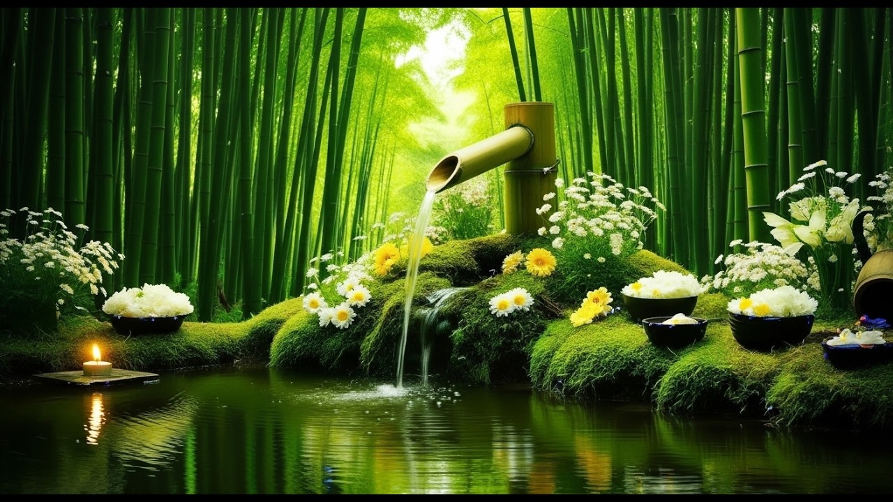 Mind Healing 🌿 Bamboo Water Sounds & Relaxing Music, Anxiety Relief