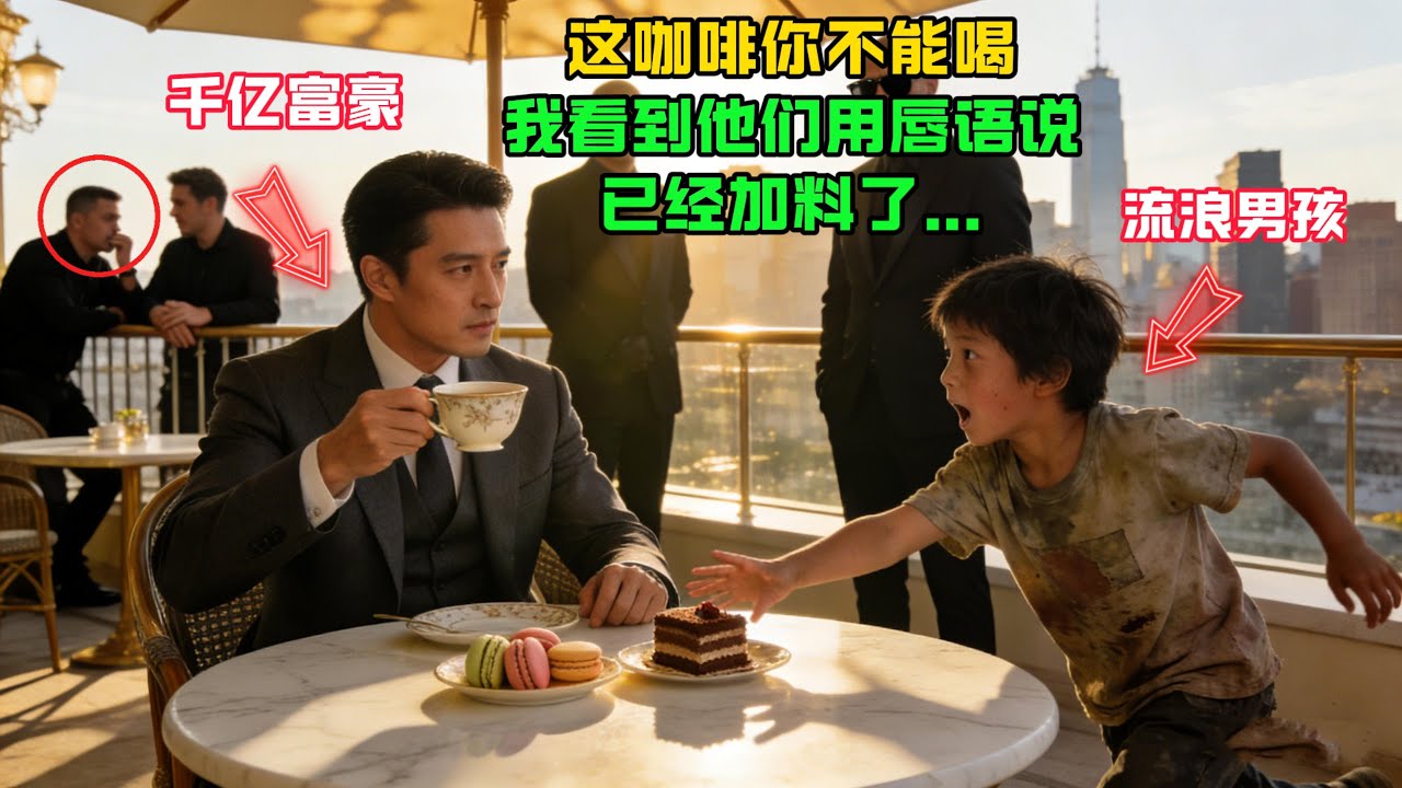 “這咖啡你不能喝，已經加料了…”流浪男孩阻止千億富豪喝咖啡，隻因他讀懂兩個黑衣人的唇語，富豪瞬間變了臉色，保鏢火速調查…#感人故事 #感人壹幕 #故事分享