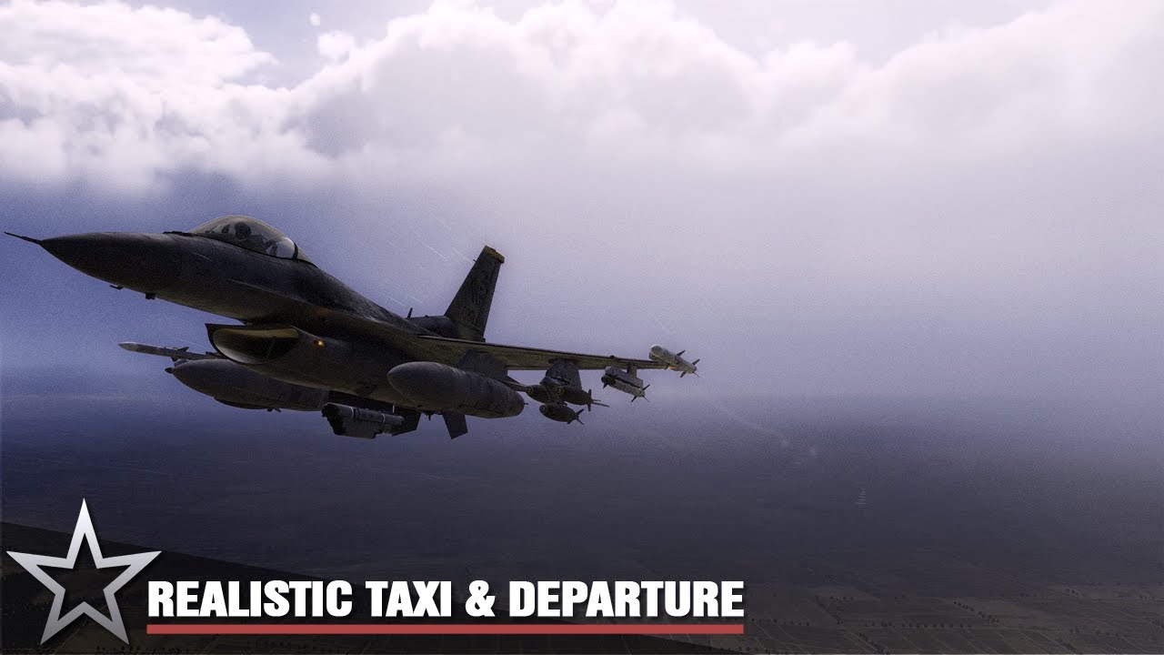 Realistic F-16C taxi, takeoff and departure tutorial