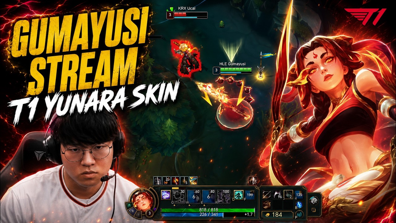 Gumayusi Stream use his T1 YUNRA SKIN Smurfing in 2500LP Challenger - Engsub