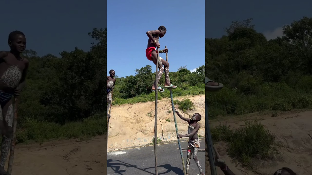 Incredible Balance! Bena Tribe Kids on Stilts #BenaTribe #StiltWalking #OmoRegionTours #ShortVideo