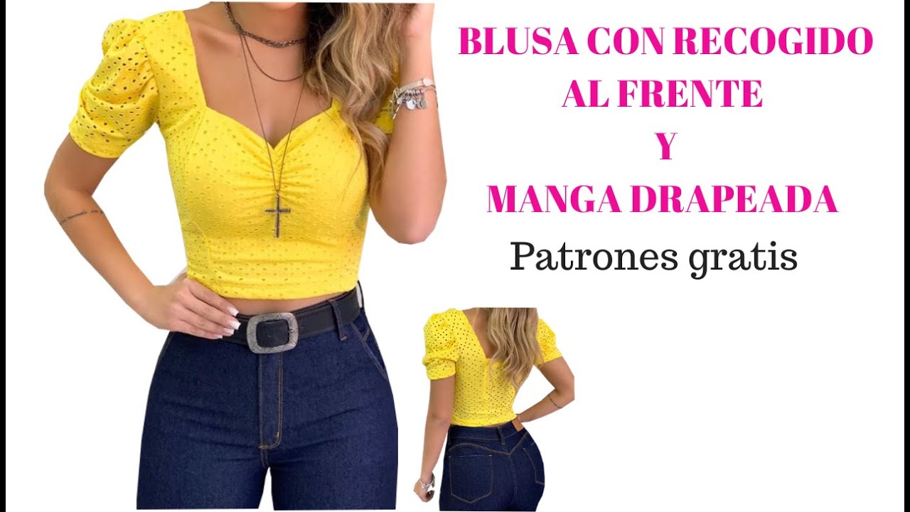 BLUSA CON RECOGIDO AL FRENTE Y MANGA DRAPEADA/Cómo hacer/Fácil/Paso a paso/Corte y Confección/