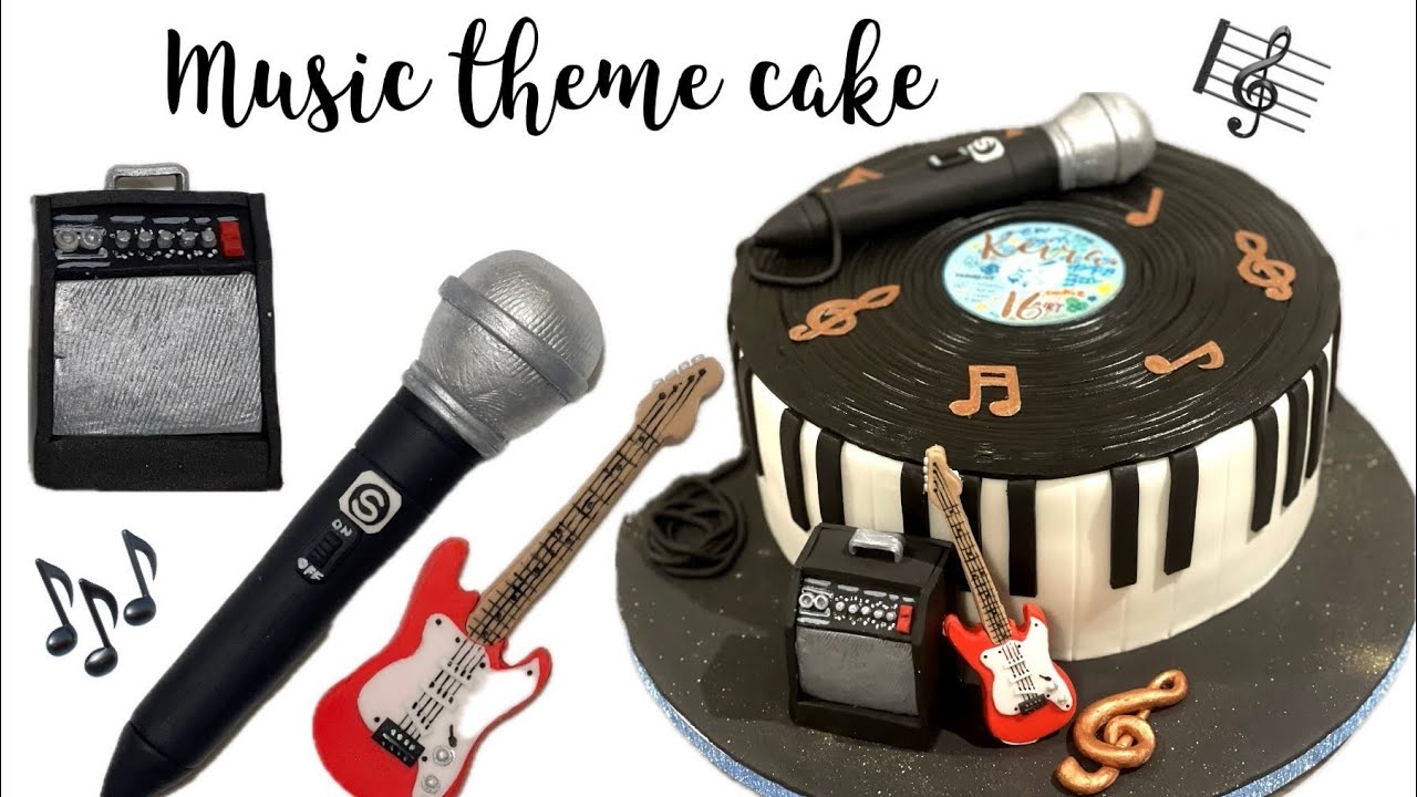 Music Theme Cake Toppers | Electric Guitar Topper | Microphone topper | Fondant Amplifier Tutorial