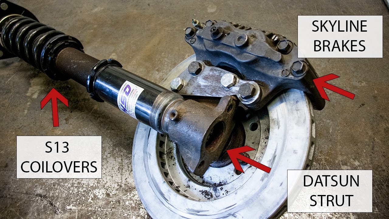 Converting Classic Datsun Struts to Modern Coilover with Nissan Skyline Brake Conversion
