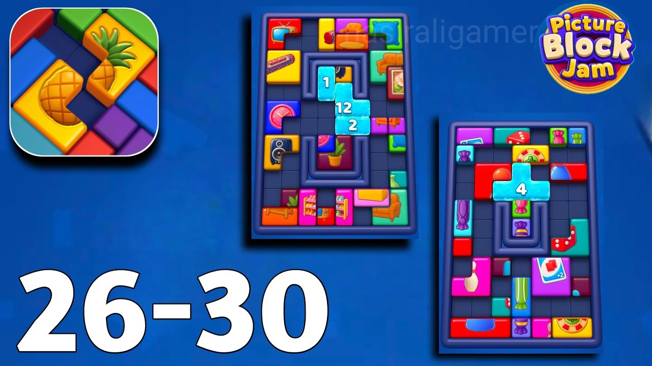 Picture Block Jam Level 26 27 28 29 30 Solution Walkthrough 