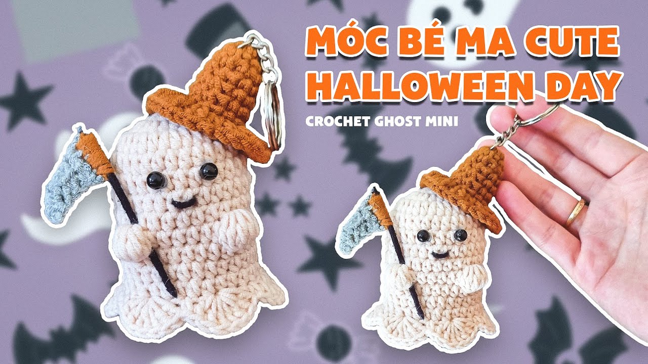 Bài 353: Crochet Ghost Mini Halloween | Móc móc khóa Ma Halloween | Bi Do Handmade