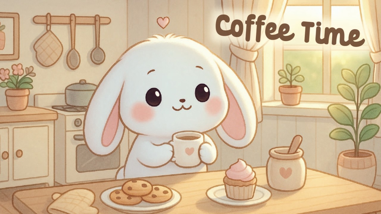 Coffee Time Lofi ☕🍀 4 Hour Happy Lofi Song ✨ Bunny Lofi 🐇 cute & relaxing music 🎧 [Lofi Hip Hop]