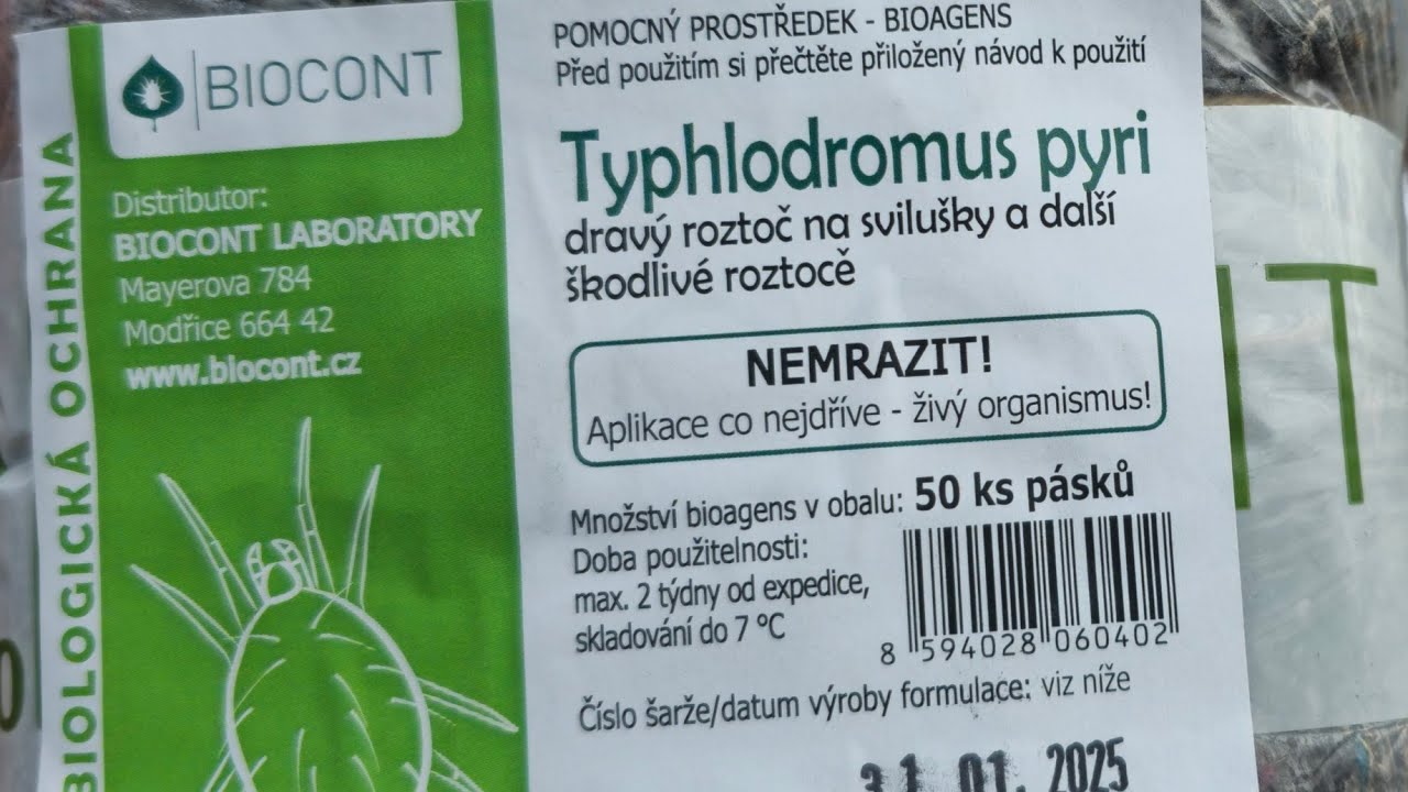 Typhlodromus pyri - přírodní ochrana proti sviluškám, vlnovníkům, hálčivcům, roztočíkům a třásněnkám