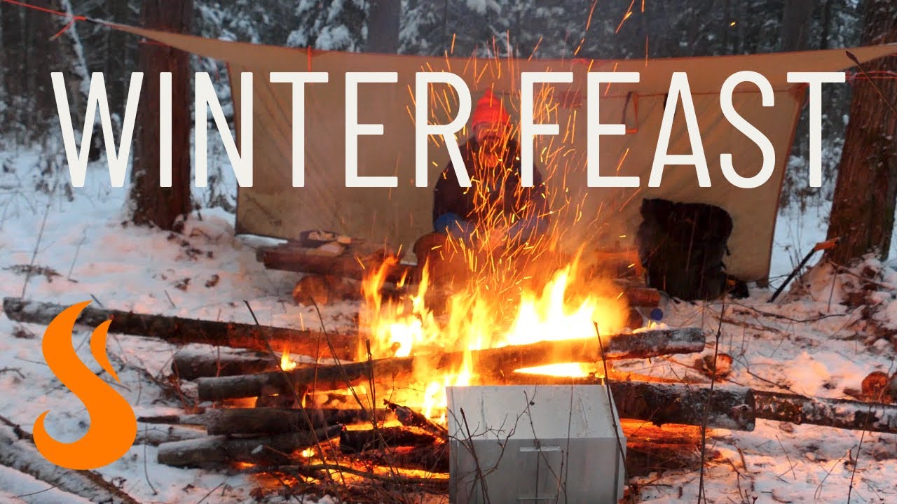 Canadian Winter Tarp Shelter with Epic Meal