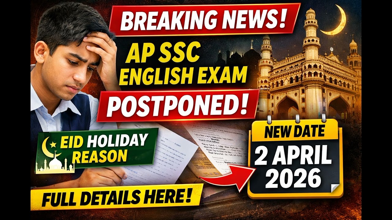 👉 AP SSC English Exam Postponed 😳 | New Date 2 April 2026 | Eid Reason Explained