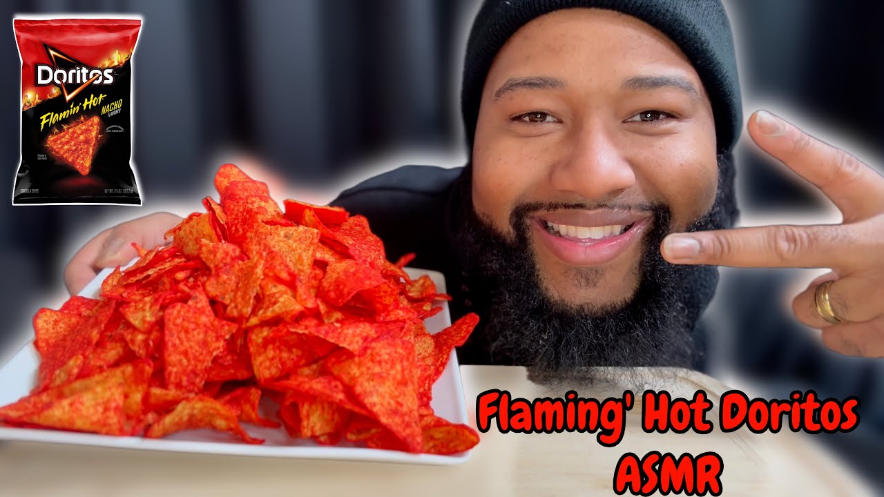 DORITOS FLAMIN HOT NACHO ASMR CHALLENGE?!?! #crunch #crunchy #flaminhot #doritos
