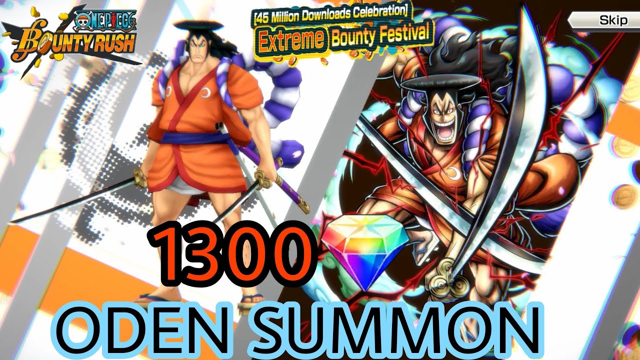 OPBR ODEN SUMMON 1300 gems ll I got Oden using 290 Gems