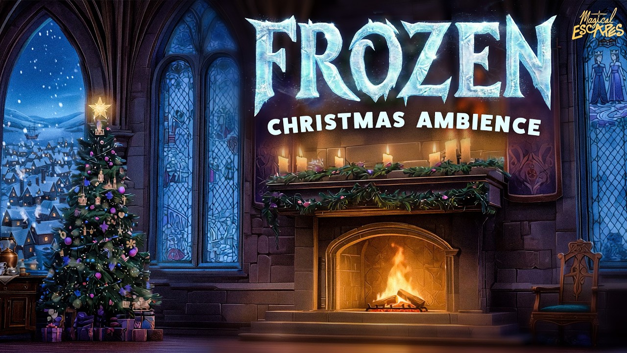 Frozen Inspired Arendelle Castle Cozy Fireplace | Norwegian Christmas Music & Ambience ❄️🎄