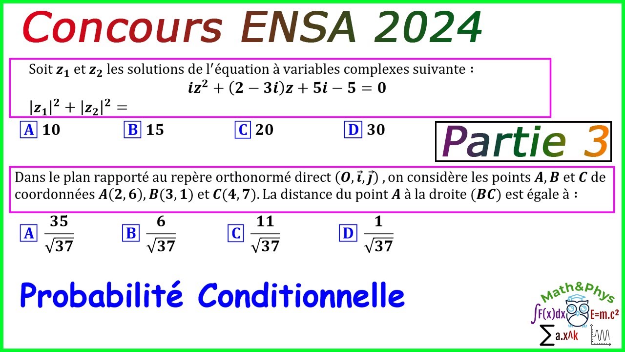 Concours ENSA - Préparation Concours ENSA - Concours ENSA 2024 - [Partie 3]