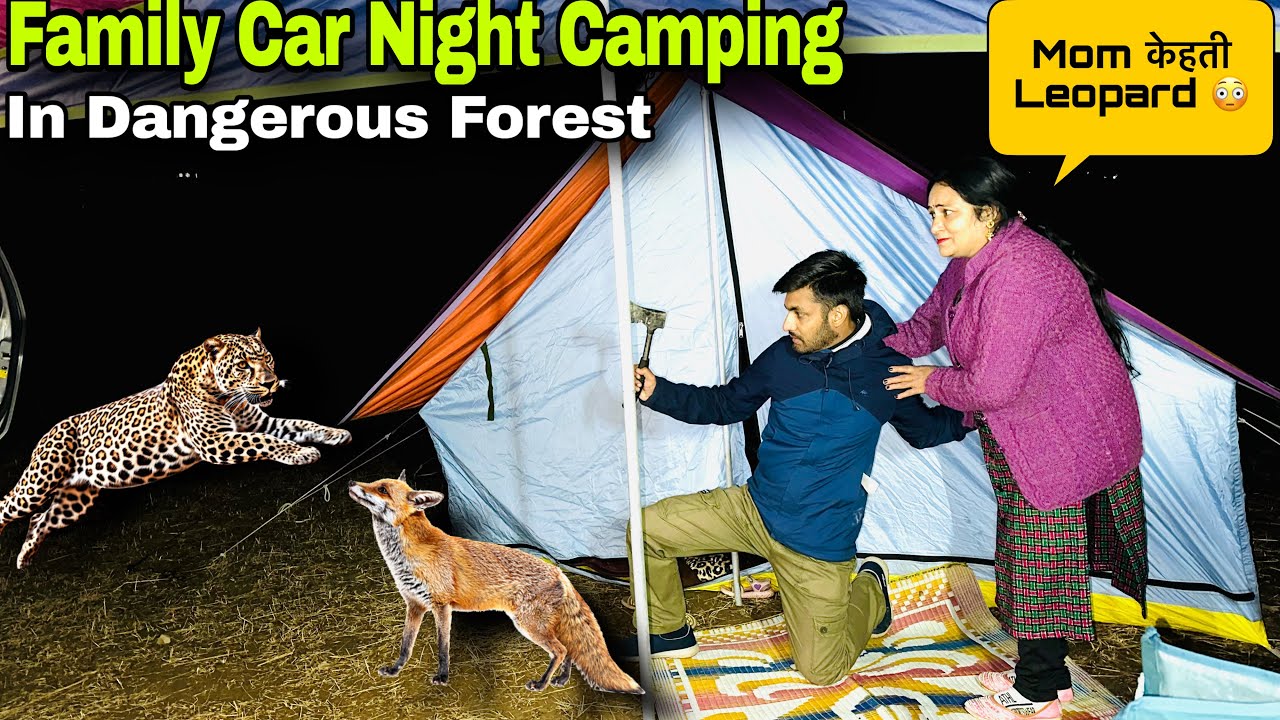 Family Camping in Leopard Dangerous Forest | Winter Night Car Camping In Jungle | Wanderlust Sahil