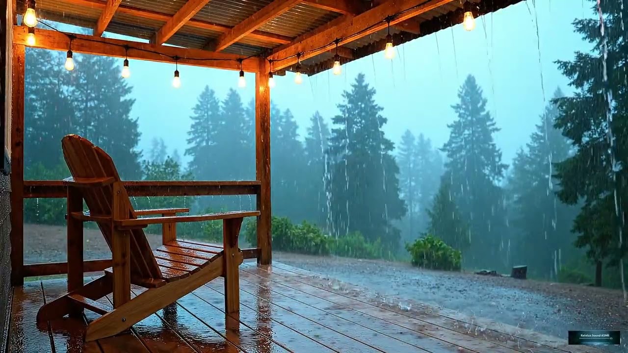 10 Hours Heavy Rain Sounds for Sleeping - Deep Sleep & Insomnia Relief (Cozy Porch ASMR)