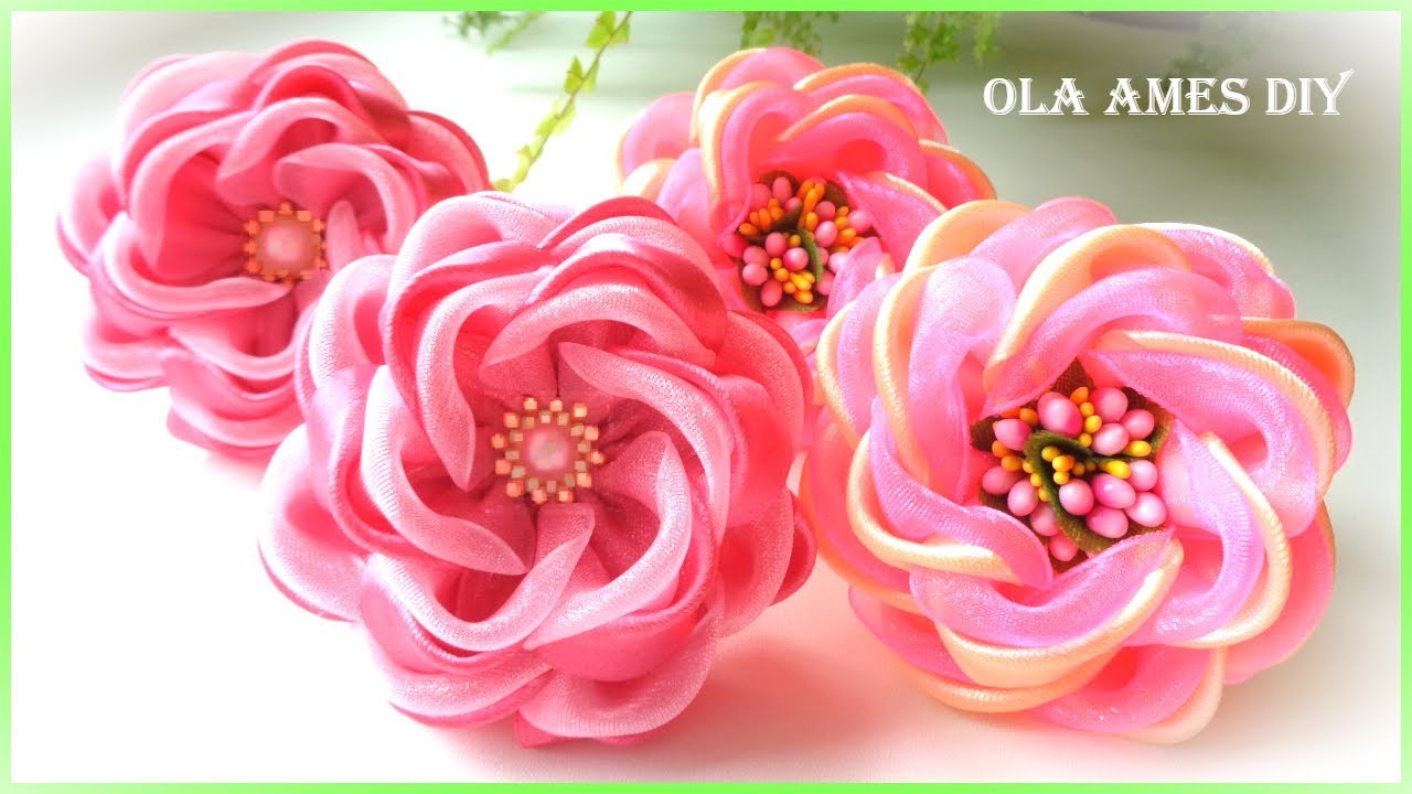 АТЛАС и ОРГАНЗА 😍 В Них Можно Влюбиться ❤️️ ЦВЕТЫ из ЛЕНТ ❤️️Канзаши/ DIY Ribbon Flowers /Ola ameЫ