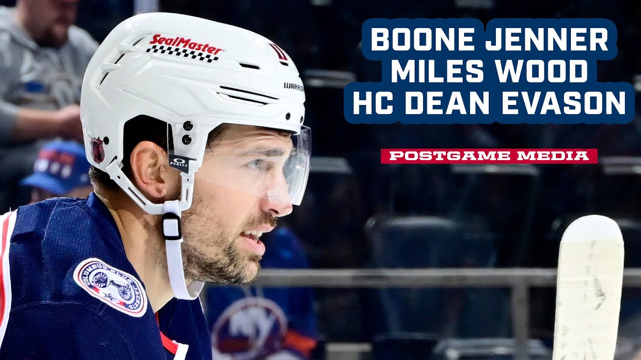 Boone Jenner, Miles Wood i gł&oacute;wny trener Dean Evason &ndash; Blue Jackets @ Islanders | Postgame Media