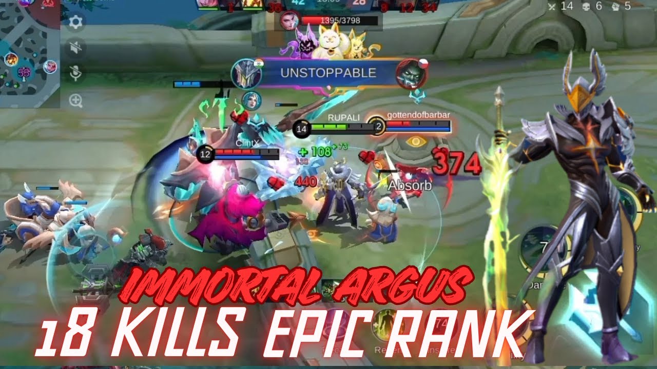 ARGUS 18 KILLS Epic Rank 😈 | Immortal Argus Rampage #mobilelegends #mobalegends #gaming #lizardmlbb 