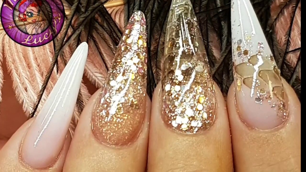 Rose Gold Glitter & Snake Skin Acrylic Nails
