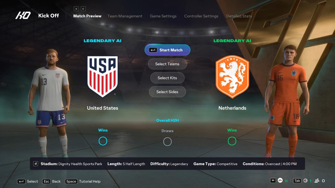 США против Нидерландов | Международный матч | EA FC 26 | Симуляция