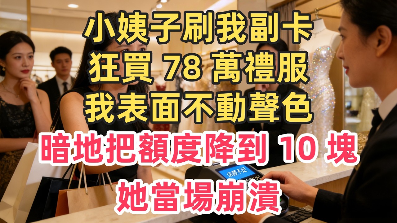 小姨子刷我副卡狂買 78 萬禮服，我表面不動聲色！暗地把額度降到 10 塊，她當場崩潰