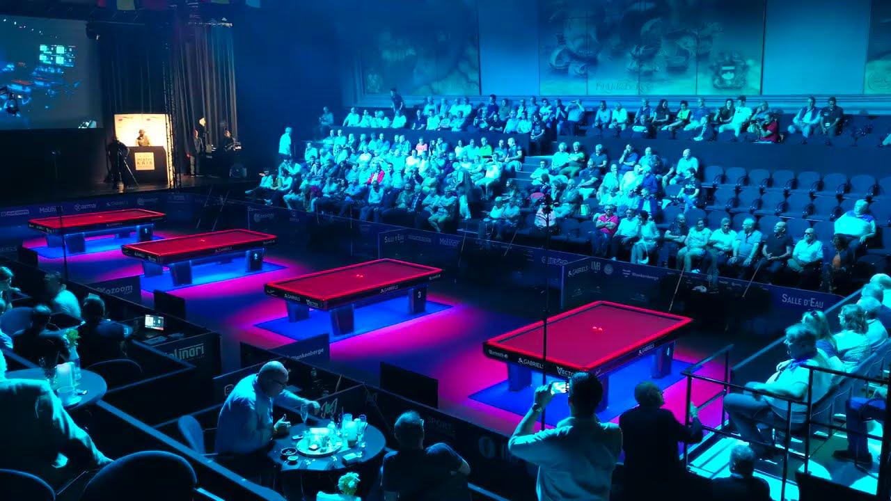 The opening light show of main tournament at the 2019 World Cup 3-Cushion at Blankenberge !!