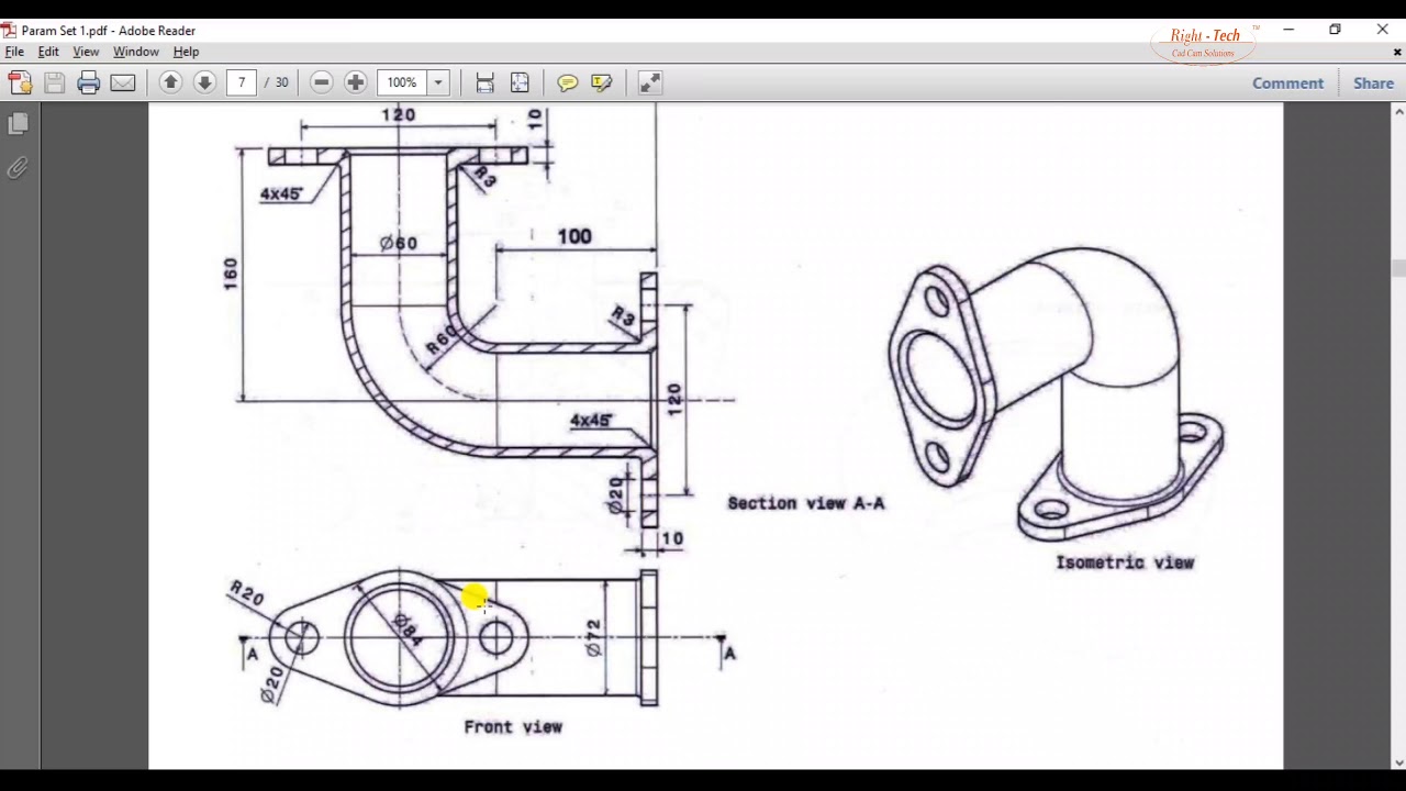 Pipe practice drawing #Catia#part design#3d design #righttech_design