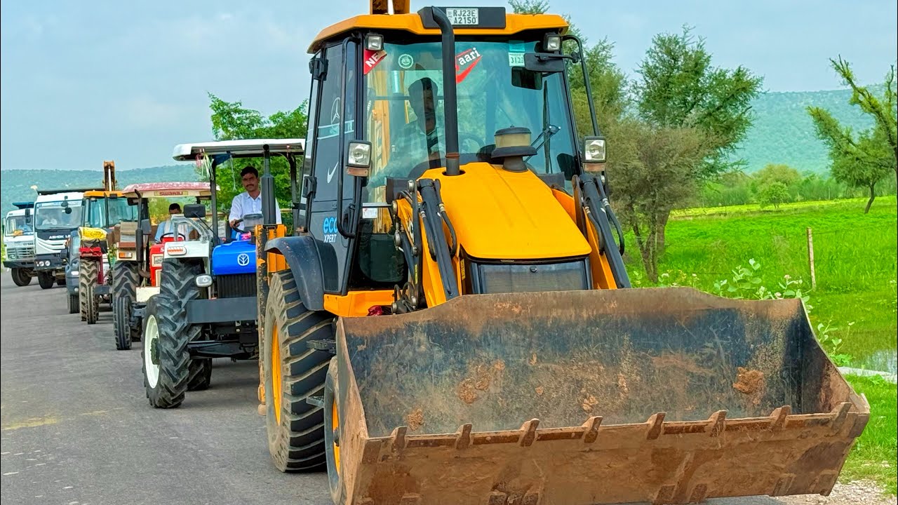 Jcb 3dx Xpert Loading Mud Trolley TATA Tippers Thar Tractors Swaraj New Holland 3630 Tractor truck 
