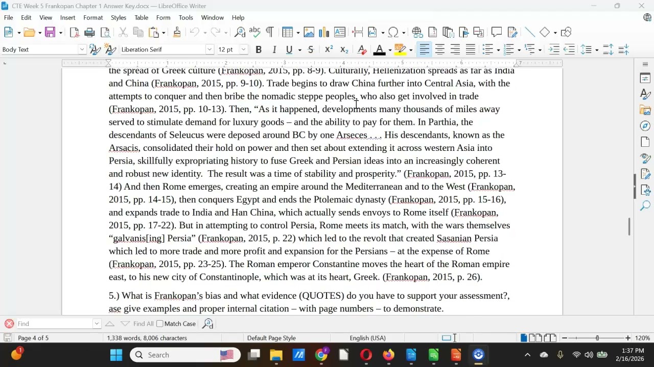 His 1111 Frankopan Chapter 1 Analysis CTE 5