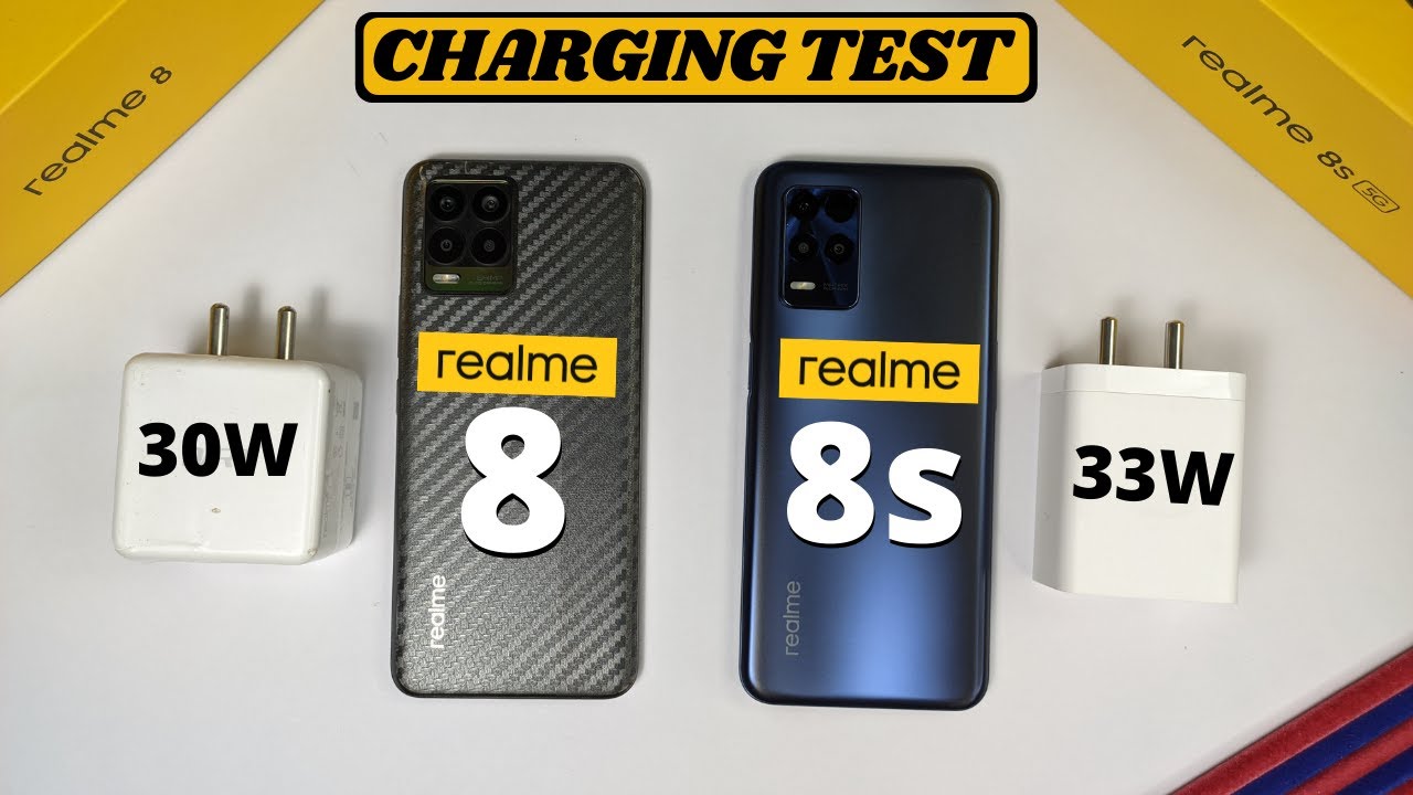 Realme 8 vs Realme 8s 5G (0-100%) Battery Charging Test | Realme 30W vs 33W Charger Charging Test
