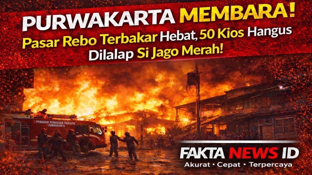 PURWAKARTA MEMBARA! Pasar Rebo Terbakar Hebat, 50 Kios Hangus Dilalap Si Jago Merah