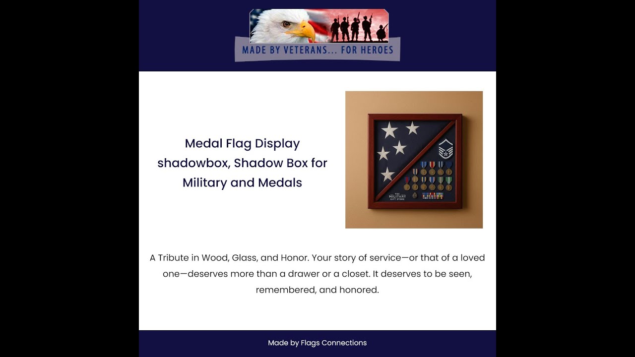 Medal Flag Display shadowbox, Shadow Box for Military and Medals