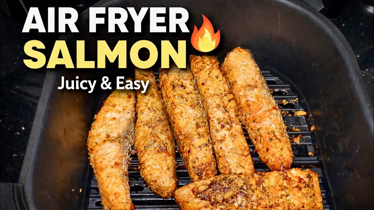 Juicy Air Fryer Salmon | Easy Garlic Lemon Soy Marinade | Healthy Dinner Recipe