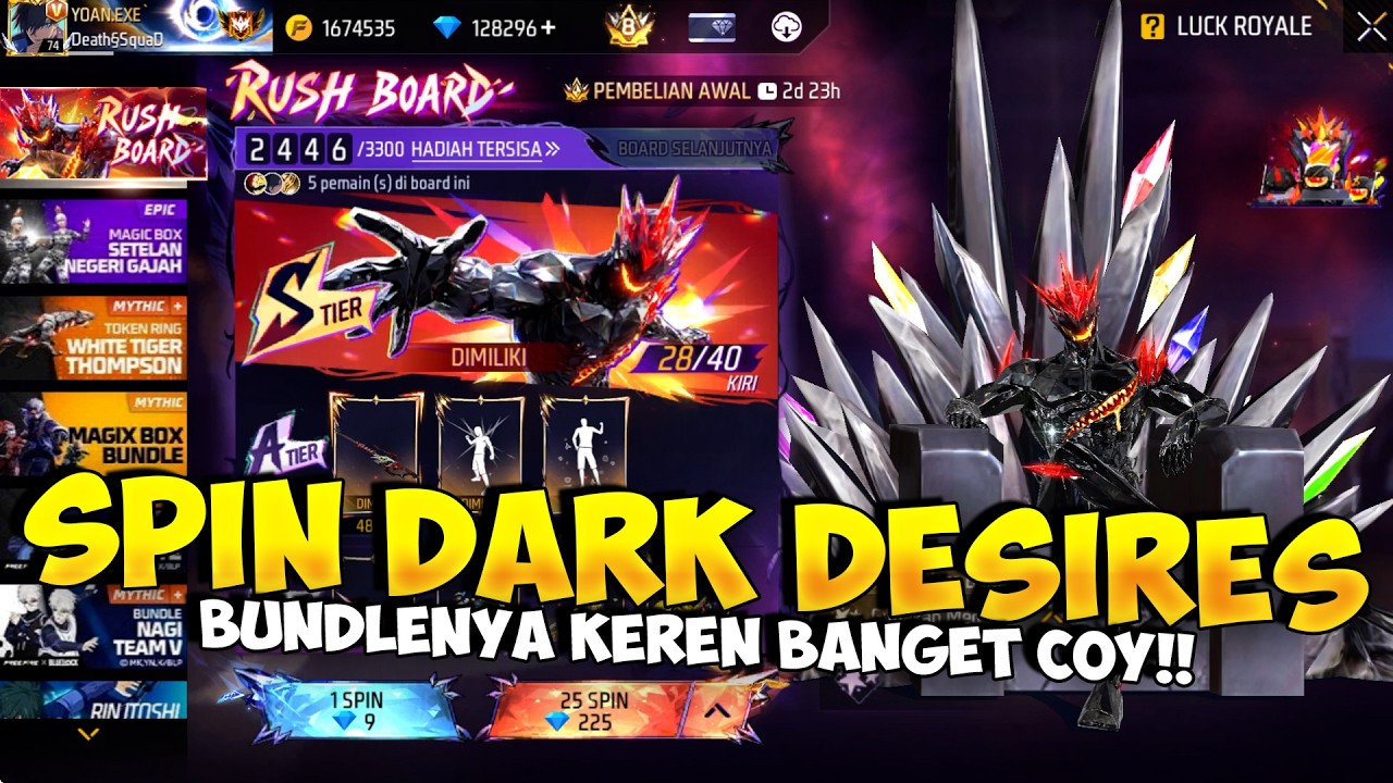SPIN EVENT RUSH BOARD TERBARU !! Borong Spin Bundle Dark Desires  Sampai Dapat Apakah Bakal Hoki
