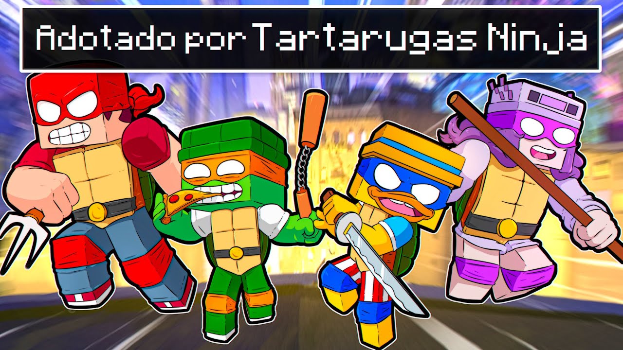 Fui adotado por Tartarugas Ninja no Minecraft