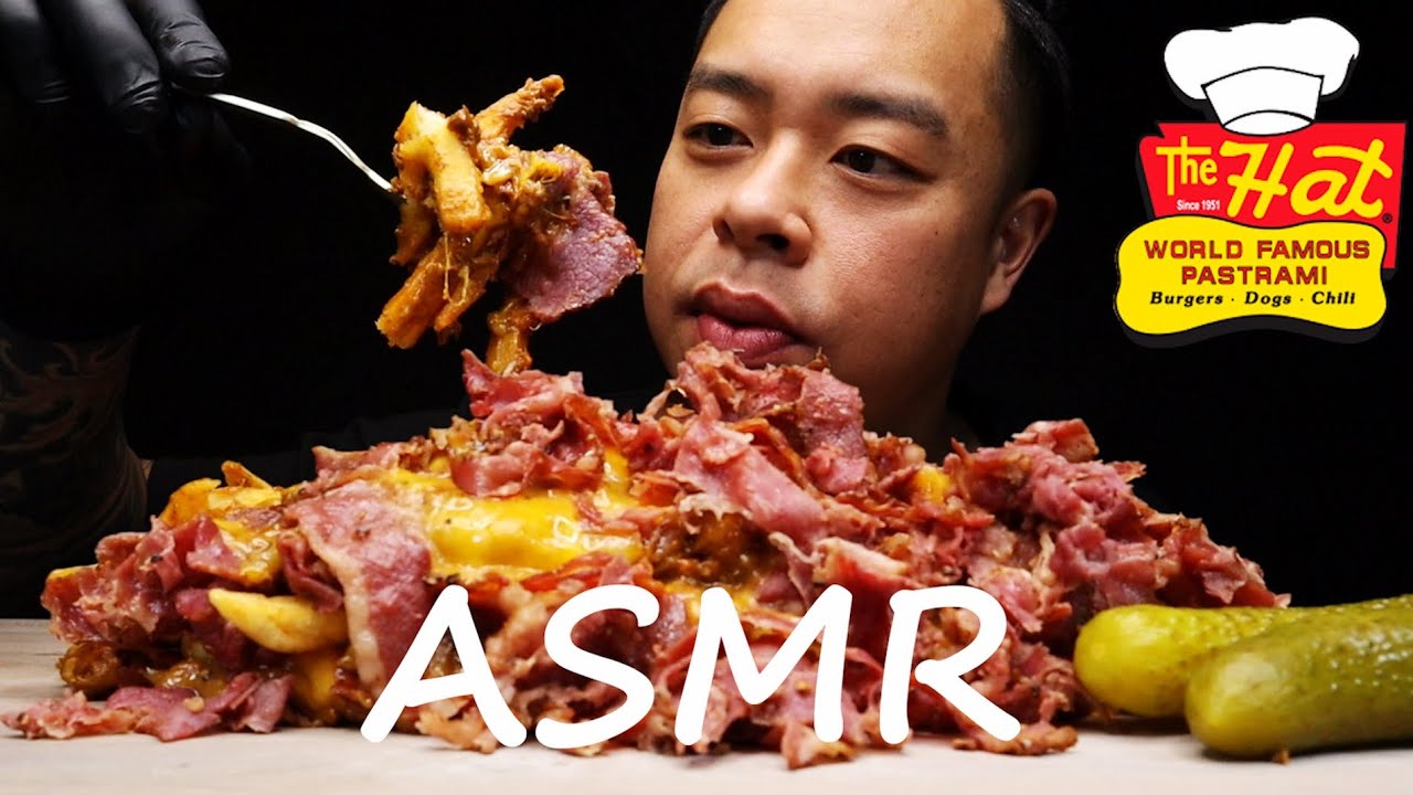 ASMR CRAVING LOADED PASTRAMI CHILI CHEESE FRIES FROM THE HAT