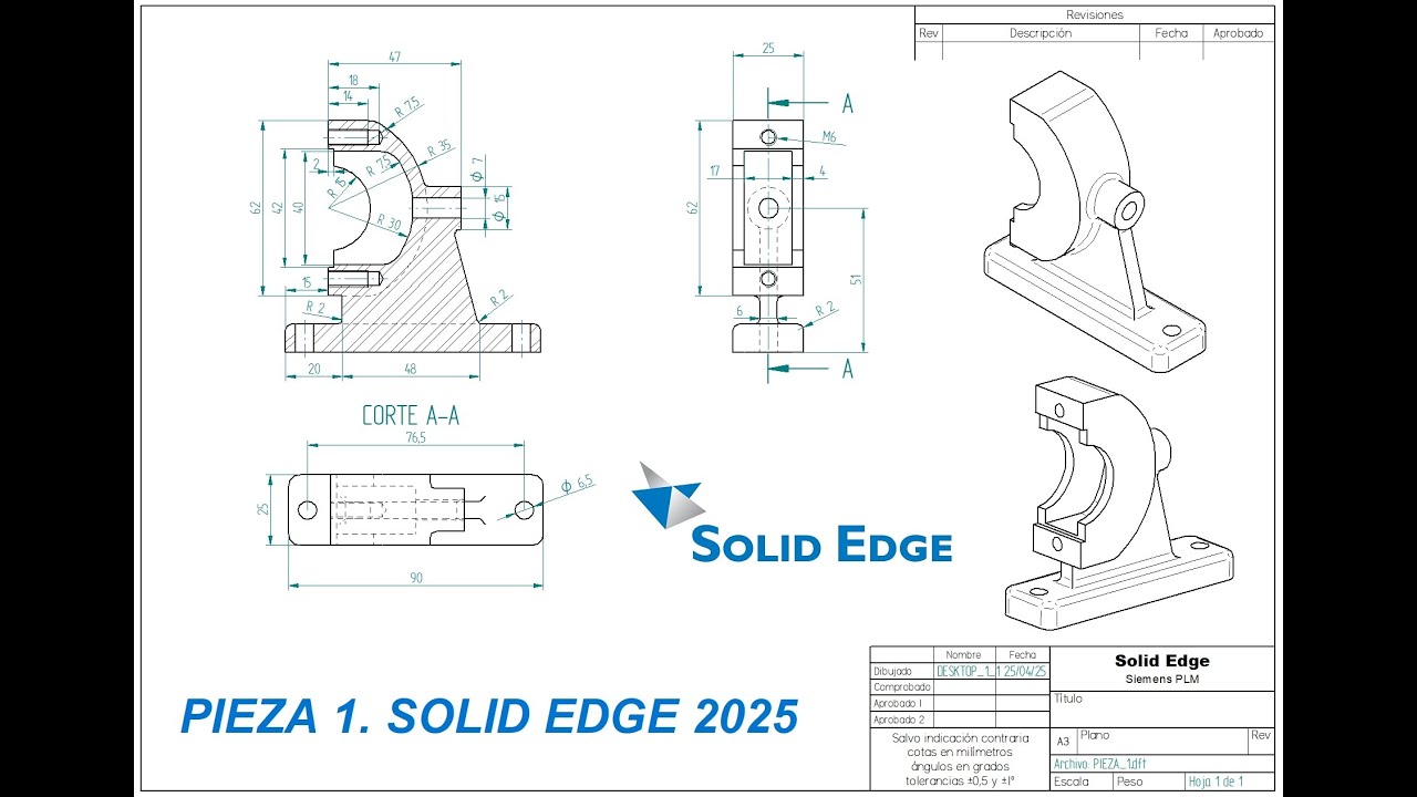 ✅Tutorial SOLID EDGE 2025 [Pieza 1 PASO A PASO]