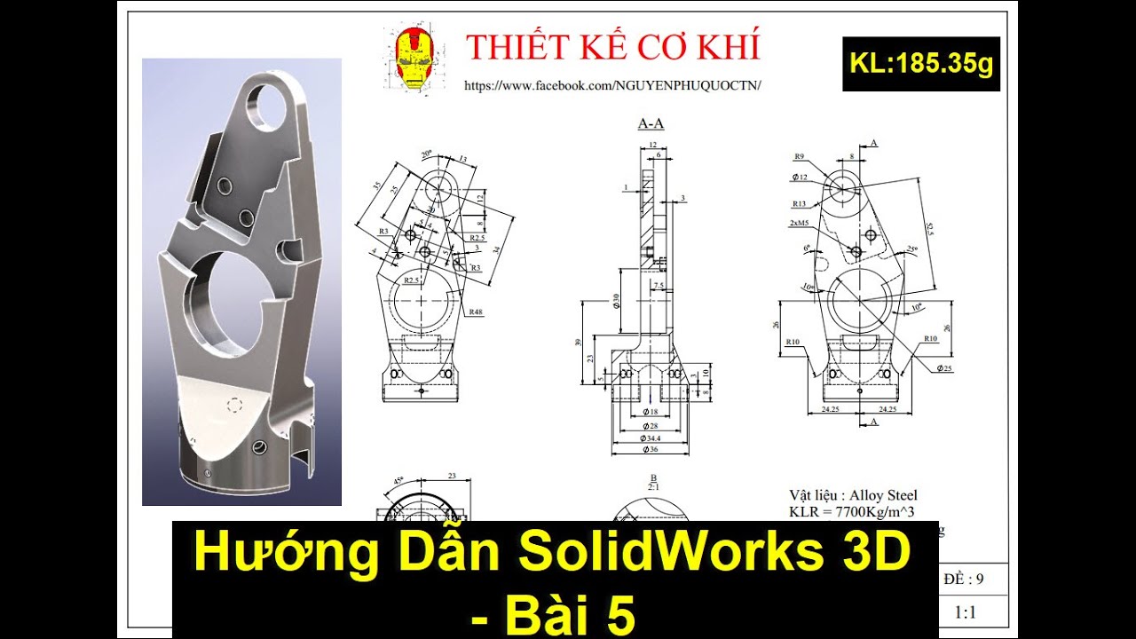 SOLIDWORK 3D - HƯỚNG DẪN VẼ SOLIDWORK 3D CƠ KHÍ - BÀI 5