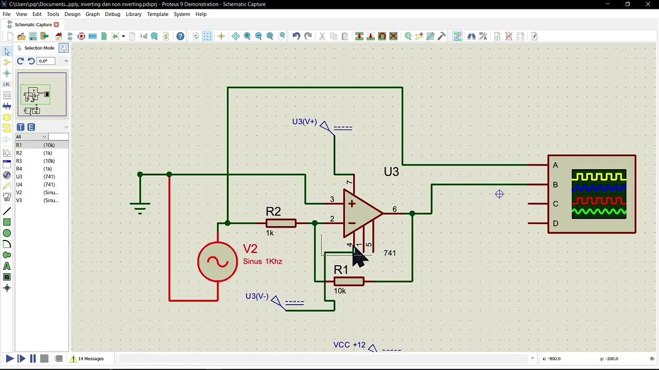 Simulasi Pemberian Power Supply Penguat Inverting Dan Non Inverting Pada Op Amp - Bagian 3 Op-Amp