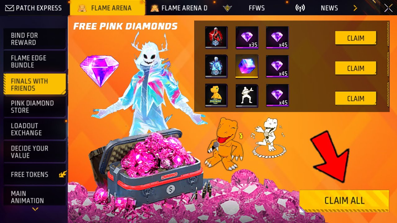 FREE NEW REWARDS 🎁 FREE PINK DIAMONDS 💎 CLAIM ALL 🔥 FREE FIRE