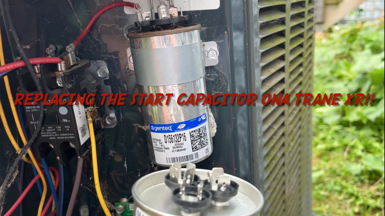 Определение и замена пускового конденсатора на внешнем блоке TRANE XR! #hvac #tranexr #heatpump