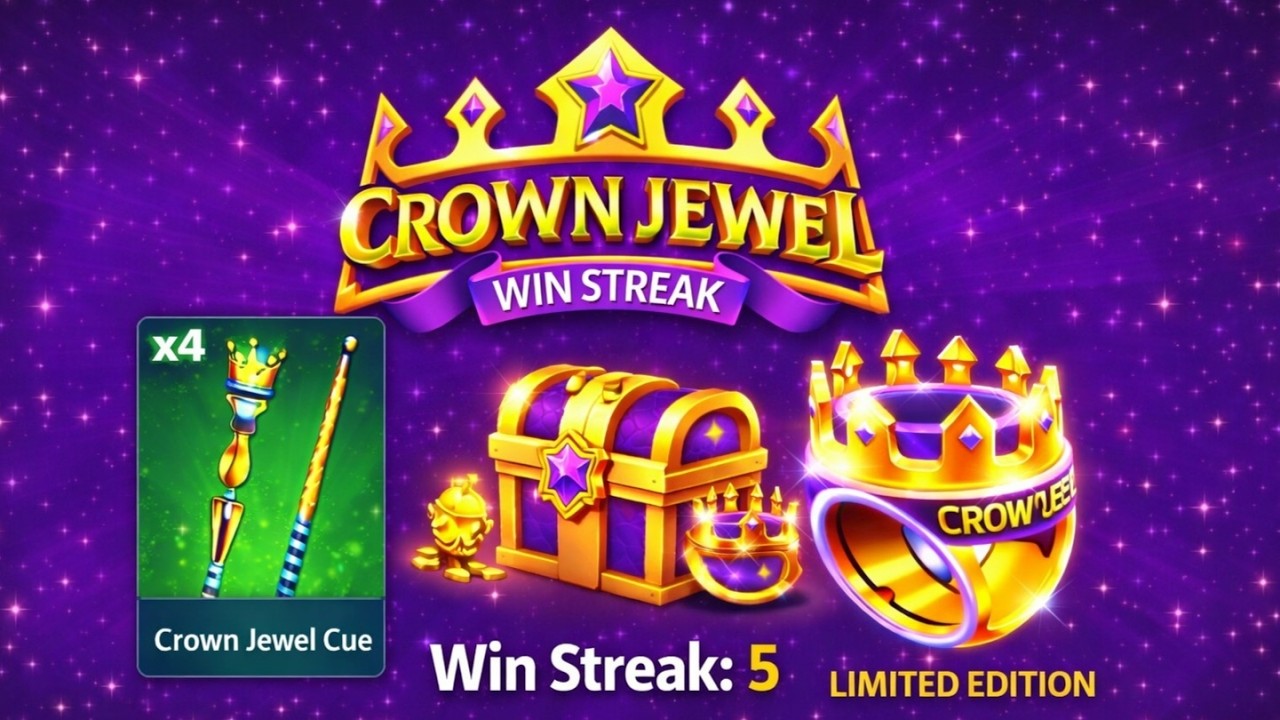 8 Ball Pool -🔥New Crown Jewel Win Strick Gameplay - Win 5 Game - Back to Back - Jastin Of RB GAMING