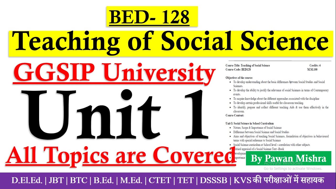 Teaching of Social Science | Unit 1 | Social Science Pedagogy | By Pawan Mishra |