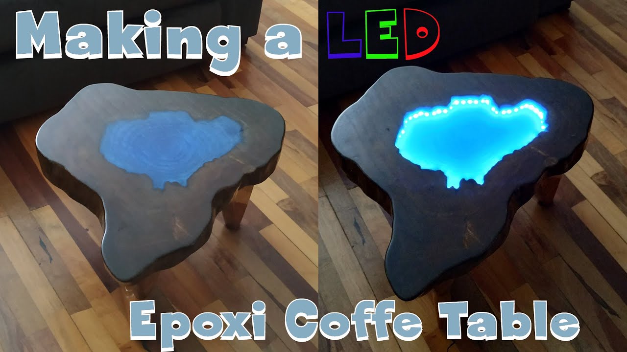 Mesinha de Centro com resina epóxi e LED | Making a epoxy resin Coffe Table | Wood Working | DIY