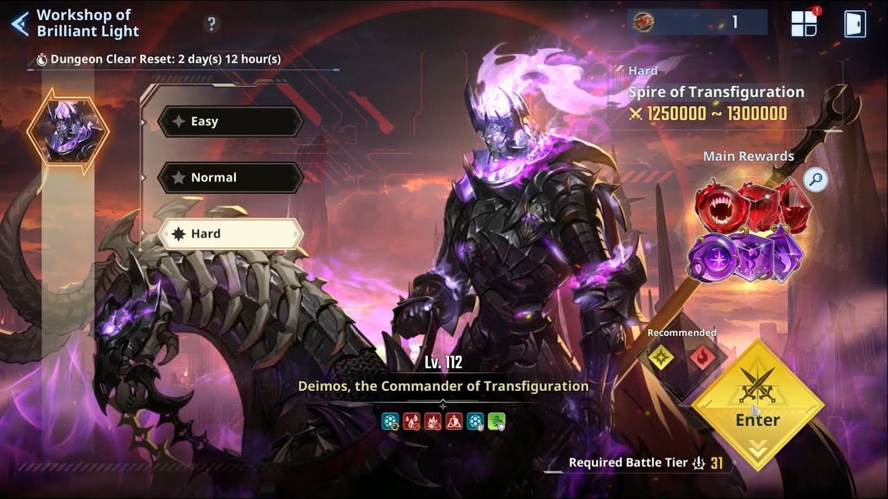 Solo Leveling: Arise, Workshop of Brilliant Light, Deimos, Hard (F2P)