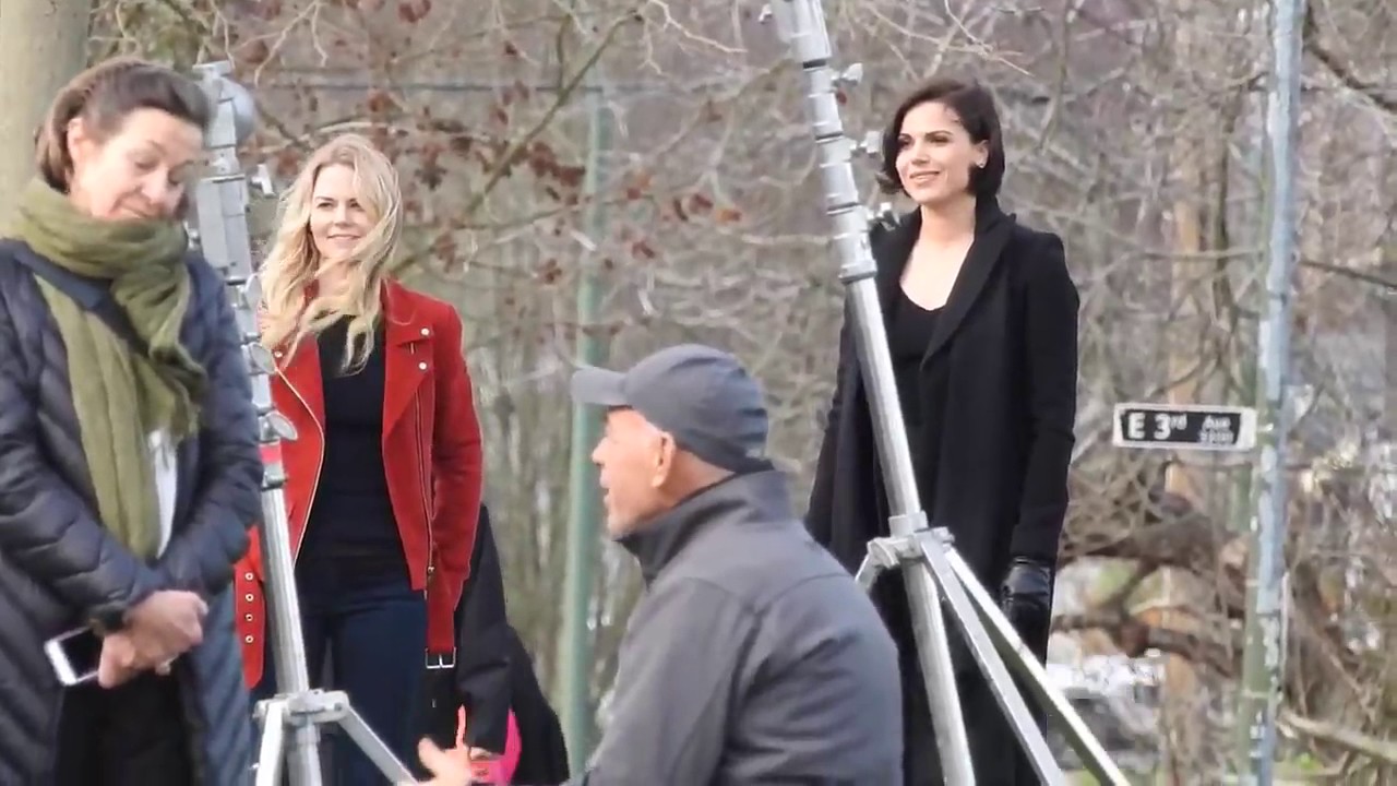 Swan Mills family  on set