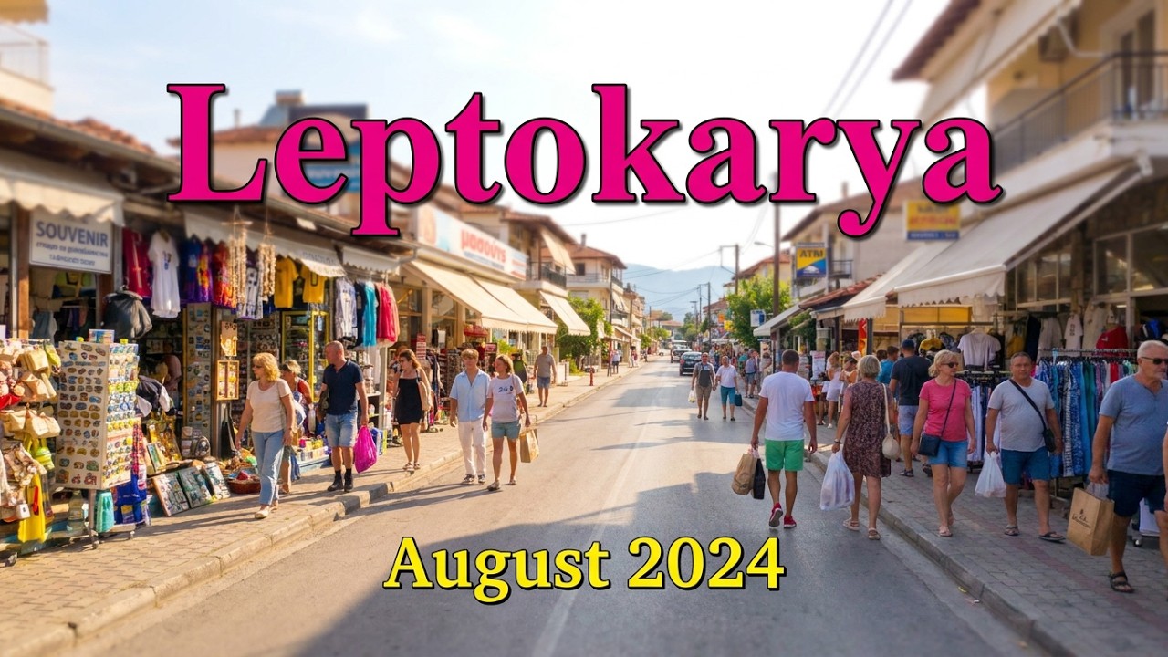 Leptokarya Shops and beach August 2024 extended video